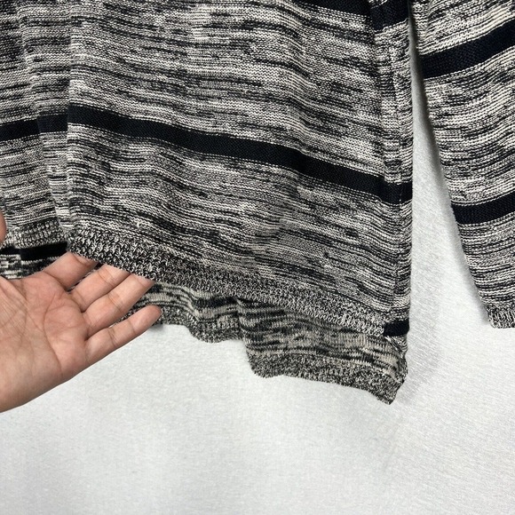 Eileen Fisher Linen Tunic Top Size Small Gray Black Striped Knit Pullover - Picture 4 of 10